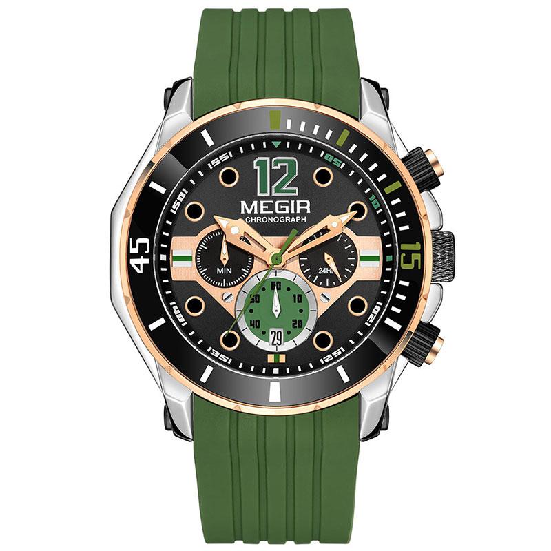 Fashion Waterproof Quartz Watches for Men Luxury Military Sport Chronograph Wristwatch with Silicone Strap