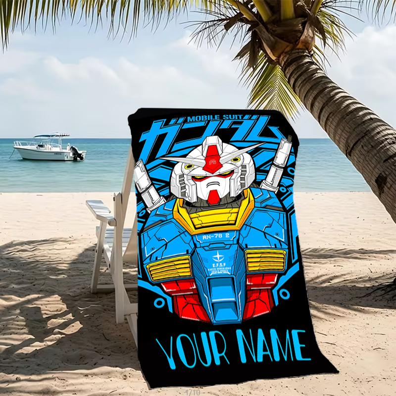 Customizable personalized beach towels Mobile Suit Gundam themed designs.Suitable for the beach, yoga, sports;ideal as beach accessories