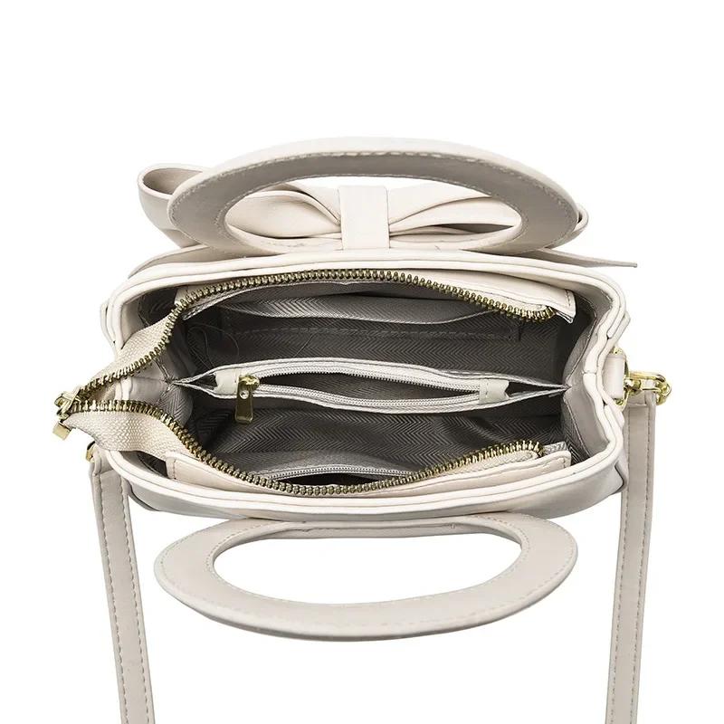 Fashi Casual Handbags For Women Cute Bow Black White Blue Kahki PU Handbags Trendy Daily Shoulder Underarm Bags bolsa feminina