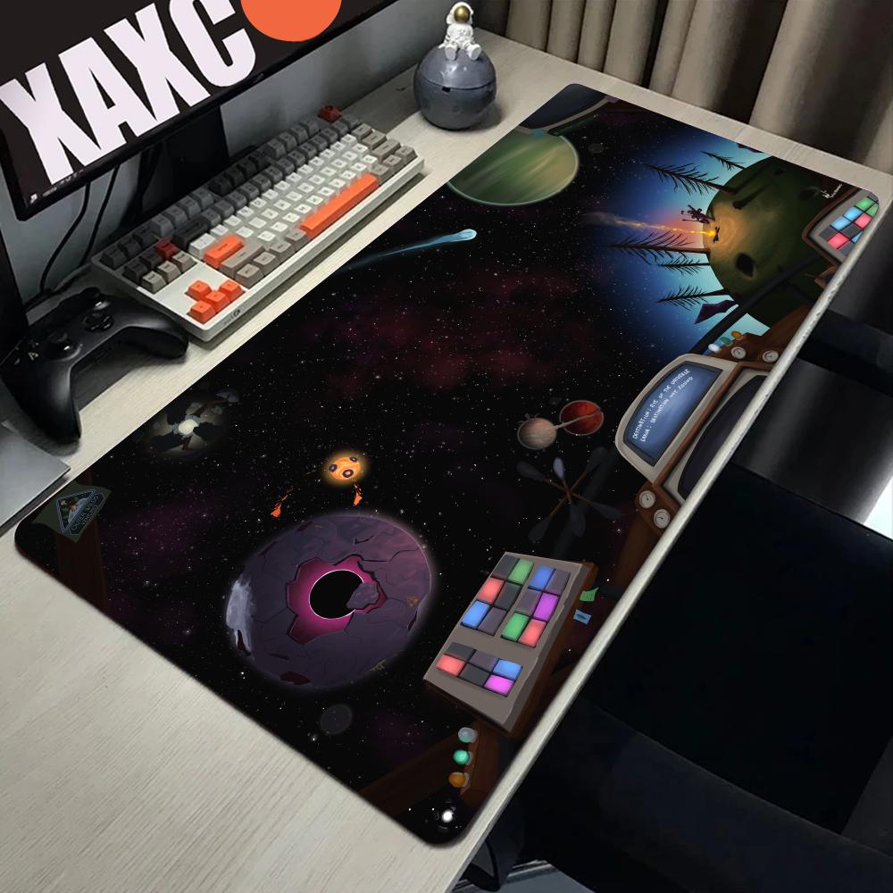 Mouse Pad Black And White Anime Keyboard Pad Laptop Outer Wilds Solar System Desk Mat PC Gaming Accessories Mousepad XXL Carpet