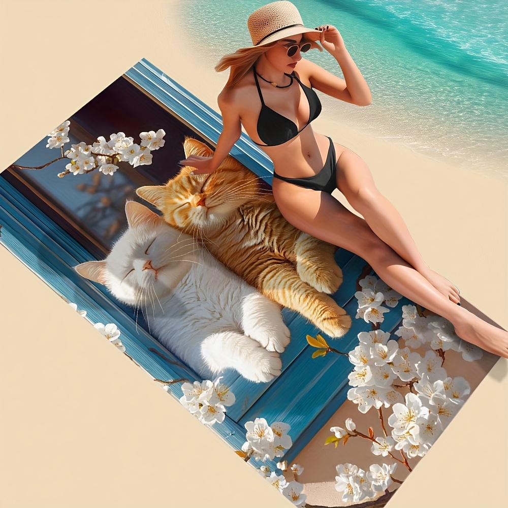 

Cat Print Extremely Soft Quick Dry Towel, Contemporary for Beach Pool Bath Yoga Camping W40*H60(CM)