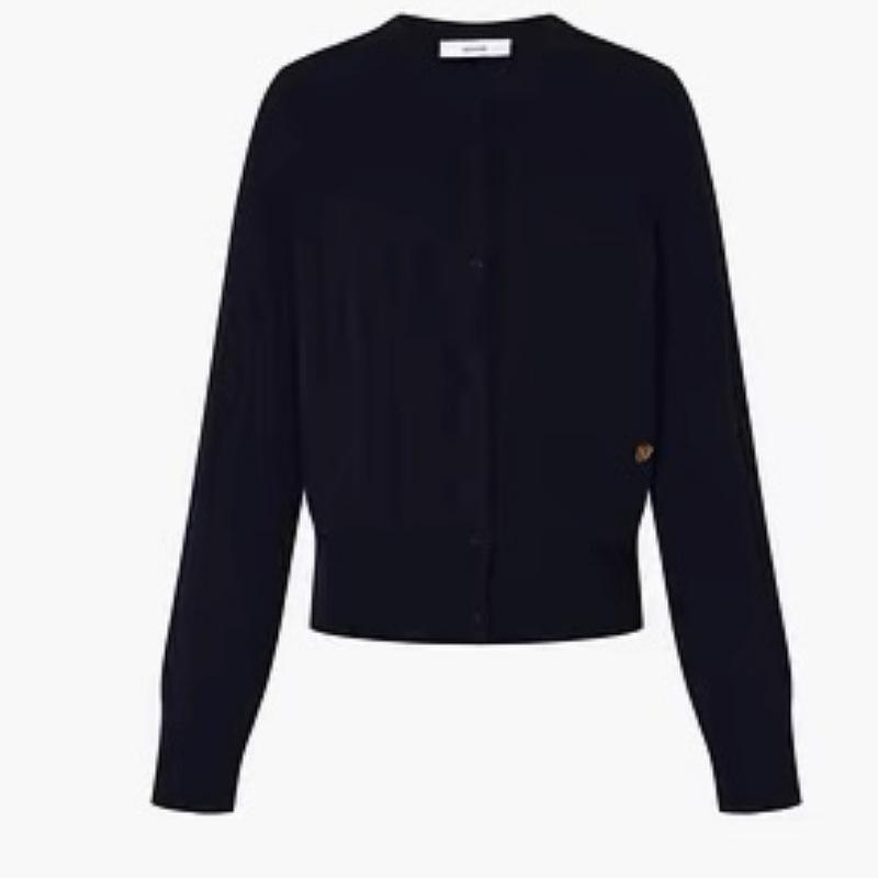 

Autumn/Winter 2025 Wool Slimming Long Sleeve Round Neck Cable Knit Cardigan Sweater Small темно-синього кольору