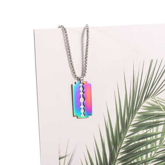 Κομψά γεωμετρικά δώρα γενεθλίων από ανοξείδωτο ατσάλι Γυναικεία κοσμήματα με αλυσίδα πουλόβερ σε σχήμα λεπίδας για καθημερινή ζωή μενταγιόν κολιέ