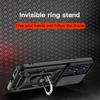 KEYSION Shockproof Armor Case for Itel SUPER 26 Ultra Slide Camera Lens Protection Ring Stand Phone Cover for Itel S26 Ulltra