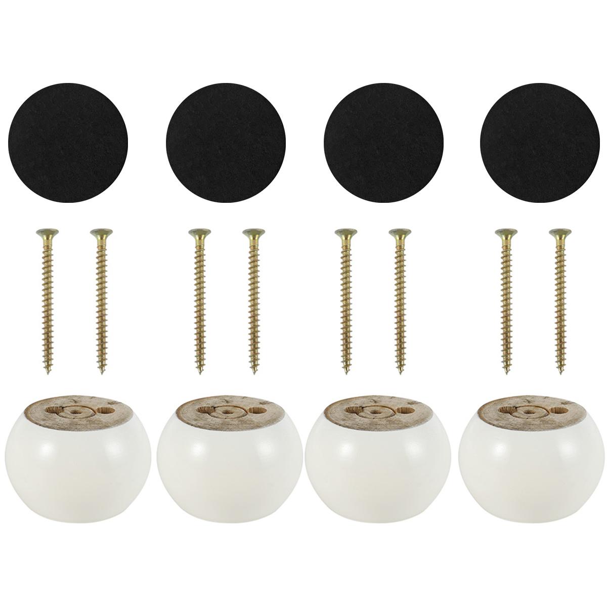 

4Pcs Furniture Leg Solid Wood Round Shape Bun Feet 5cm Tall Replacement Sofa Legs for Couch Chair Coffee Table Cabinet Furniture белый