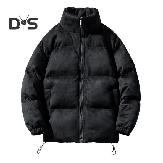 

Пальто из хлопка с застежкой-молнией, воротником-стойкой, верхним слоем из замши, затягивающимся шнурком, зимняя верхняя одежда, ветрозащитное термоизоляционное пальто M чёрный