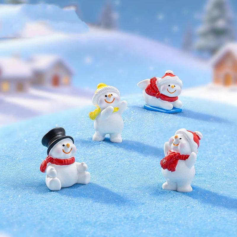Mini Statuina di Natale in Resina con Carini Disegni di Babbo Natale e Pupazzo di Neve Perfetta per Paesaggi in Miniatura Decorazione da Scrivania per la Casa