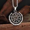 Stainless Steel Witchcraft Pentagram Necklace for Men Jewish Hebrew Four Letter Solomon Pendant Rune Amulet Jewelry