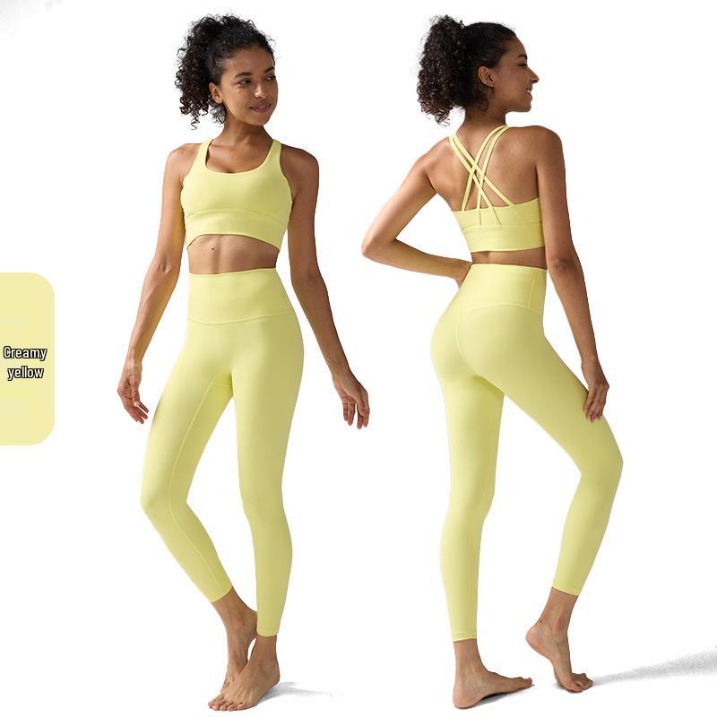 "Summer Cross Back Yoga Set: High Waist Hip Lift Pants & Top"