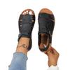 Foreign Trade Large Size New Belt Buckle Flat Bottom Hollow Sandals Women Retro Wind Wear Solid Color Beach Cool Slippers Wish