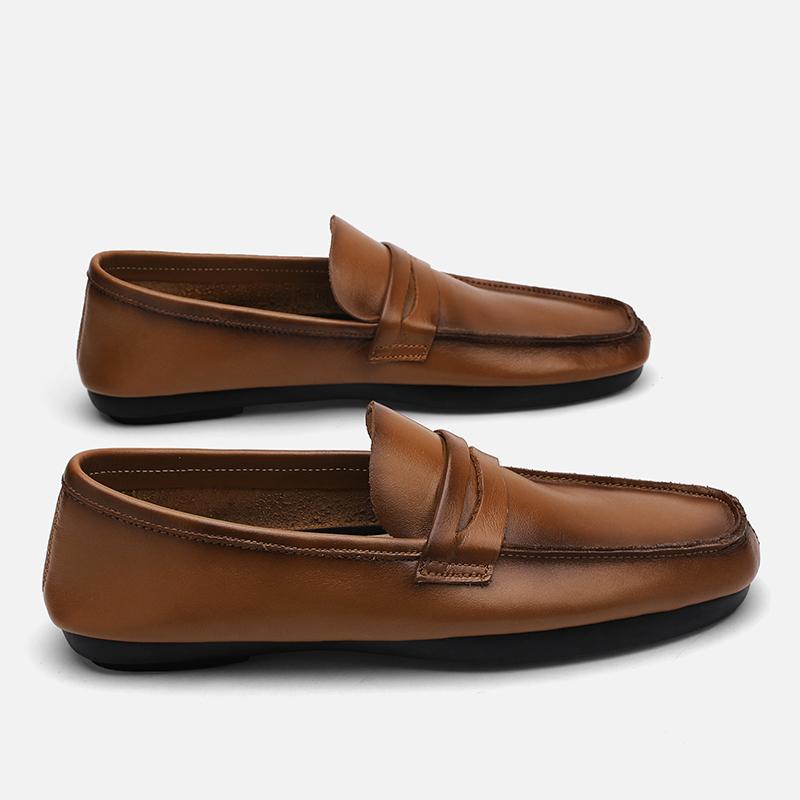 

Повседневная обувь из натуральной кожи для мужчин, модные мужские туфли класса люкс, мокасины, дышащие туфли без застежек для отдыха и прогулок 43 коричневый