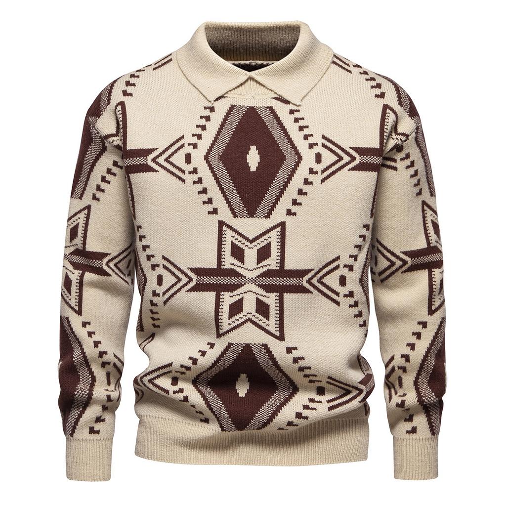 Herren Herbst und Winter Herren Trend Revers Pullover Herren Casual Bottom Herren Casual Strickpullover Pullover