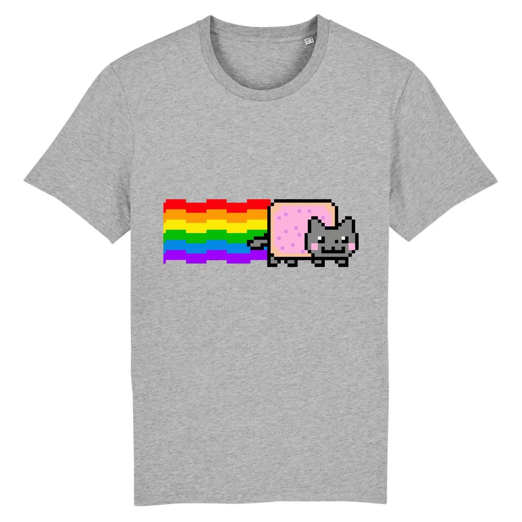 2026 Nyan Cat with Rainbow TShirt Funny Meme Creative Top Hip Hop Y2K Vintage Print Short Sleeve Casual Street Wear Unisex