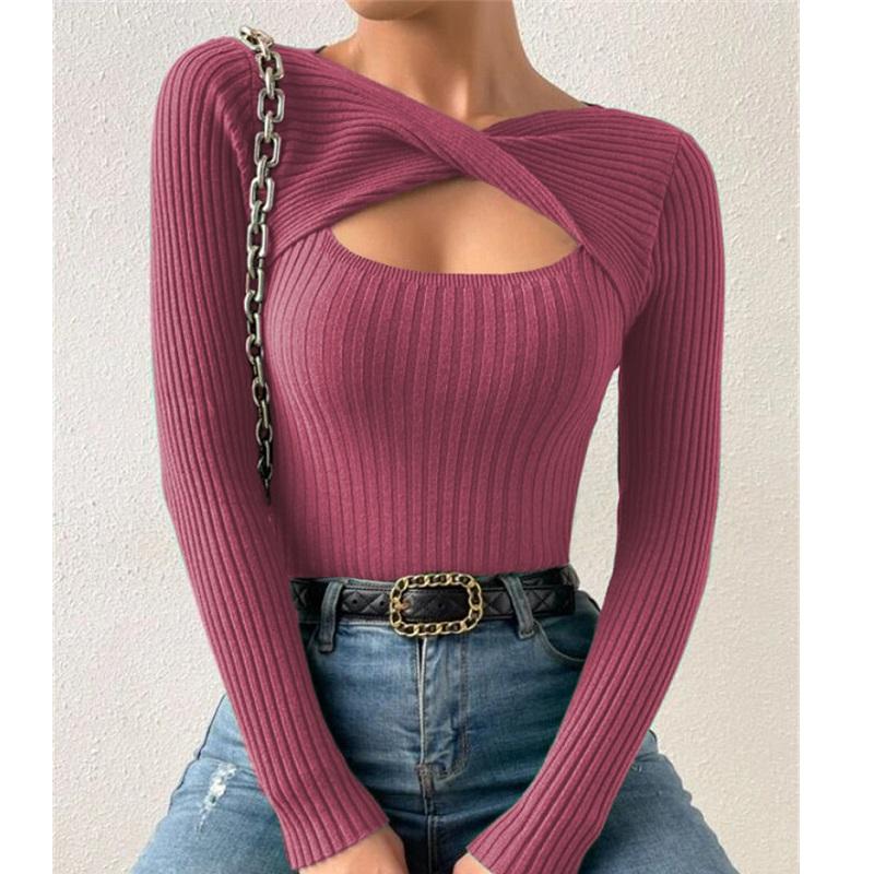 Podzim Zima Pletený svetr pro ženy Pulovry a svetry s dlouhým rukávem Dámské Základní úplety Topy