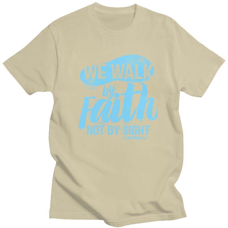 Custom Vintage Walk By Faith Not By Sight T Shirts Men Tshirt Casual Tee Tops Pure Cotton Oversized Tshirts Gift