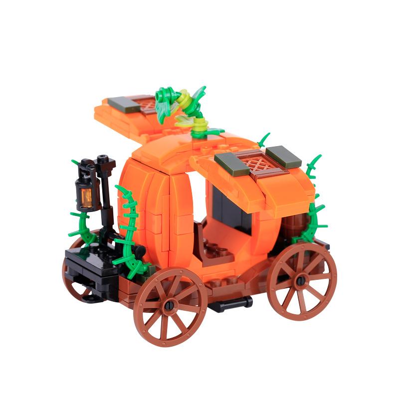 Halloween Halloween Pumpkin Carriage Figurine Animal Small Particle Building Block Diy Children'S Educational Toy Gift