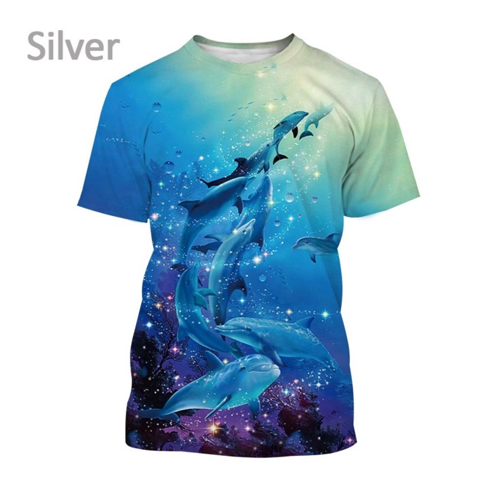 Nové tričko s 3D potiskem delfína Módní duhové kreslené tričko s delfínem Pánské/Dámské Hip Hop Harajuku