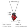 Gothic Dark Style Black Rose Wrapped Red Stone Peach Heart Pendant Necklace Vintage Party Style Jewelry