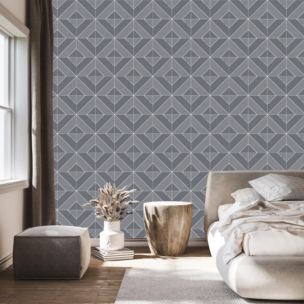 Geometric rhombus wallpaper gray for living room and bedroom 50x1000