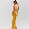 Haute Couture Elegant Satin Drape Neck Backless Dress