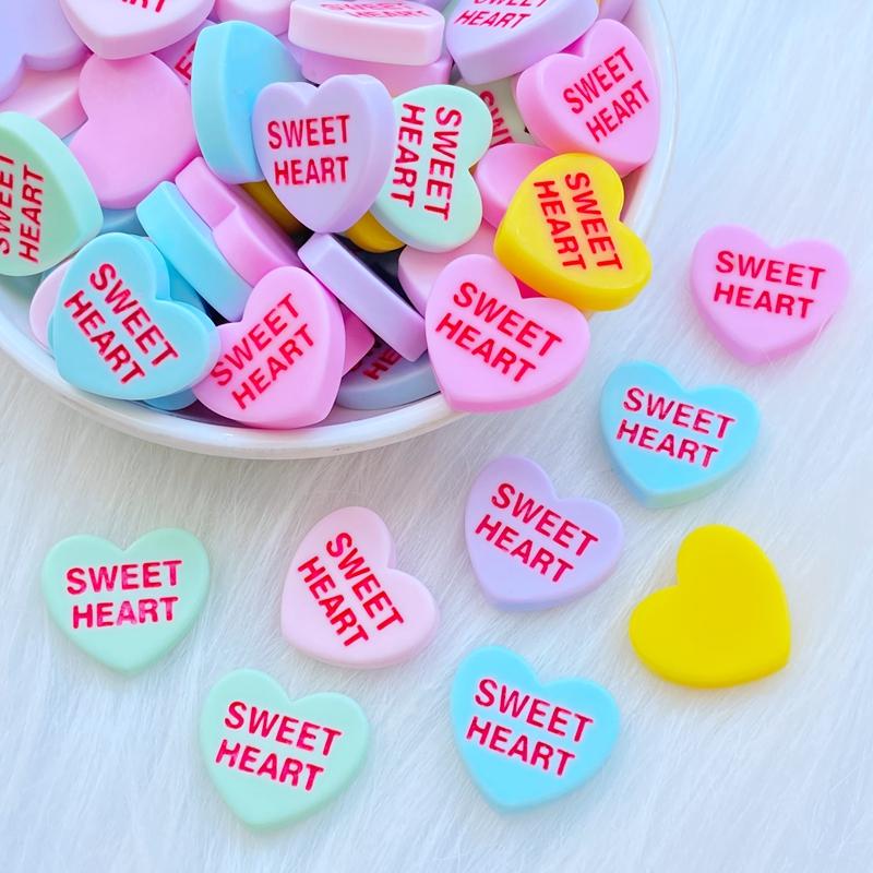20pcs New Cute Resin Mini Heart Letter Flat back Cabochon Scrapbook Kawaii DIY Embellishments Accessories