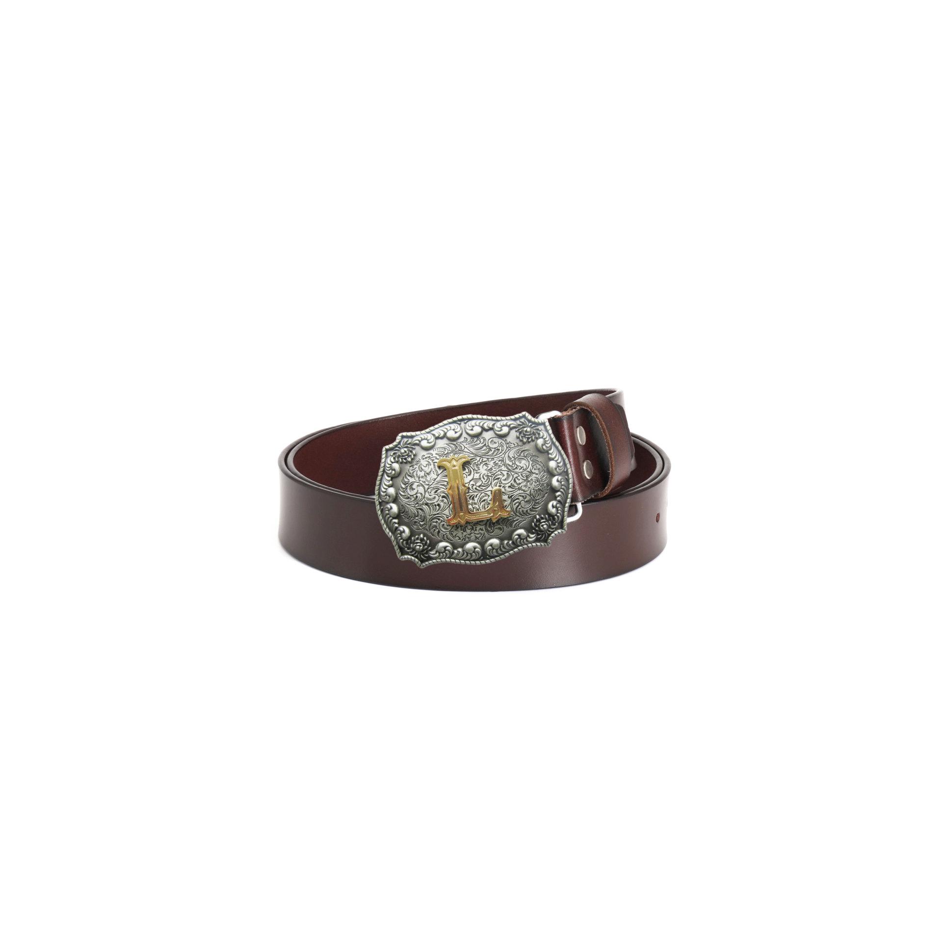 Men s Retro Two-Tone Leather Belt with Letter L - Stylish, Casual, Two-Layer Cowhide Waist Belt 90 cm