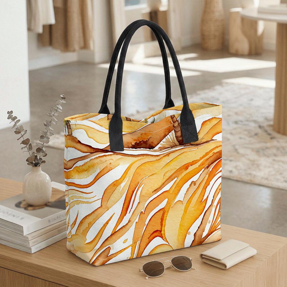 Watercolor Print Tote Bag Stylish Shoulder Bag for Daily Use