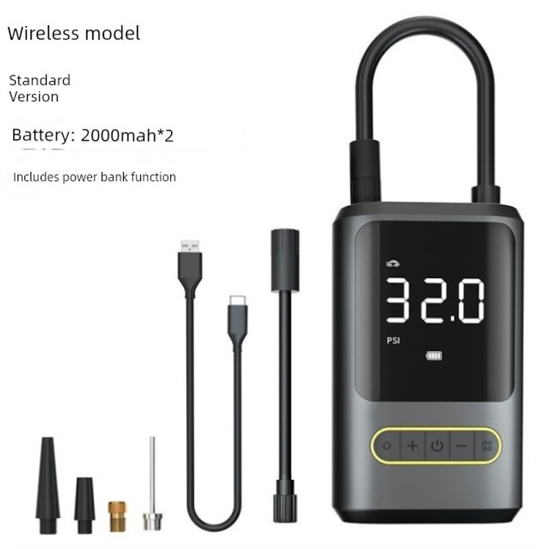 Wireless Car Air Pump, Universal Portable Digital Pressure Gauge, Household Car Air Pump, Car Charger, Small Car Specification: Wireless (Includes Power Bank)