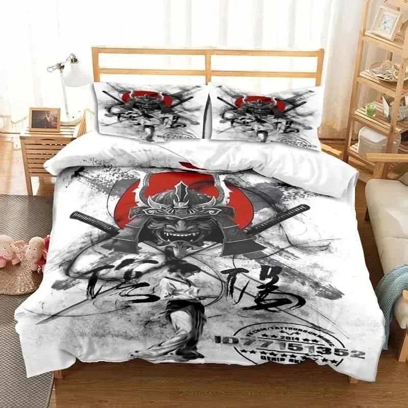Japanese Samurai Bedding Set Soft Duvet Cover Set Men Teen Bedroom Single Double King Size Duvet Cover Pillowcase Boy Gift