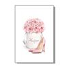 Elegant Perfume Bottle  Pink Flowers Poster Chic Beauty Fashion Canvas Art for Modern Home Living Room Wall Decor