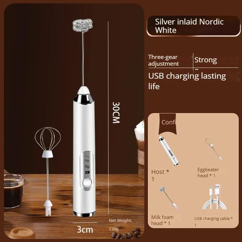 Handheld Doppelstab Kabelloser Schneebesen Vanillepudding Aufschäumer Mini Tragbarer Mixer Kaffee Milch Drei Geschwindigkeitsstufen Eischnee Geschlagen USB