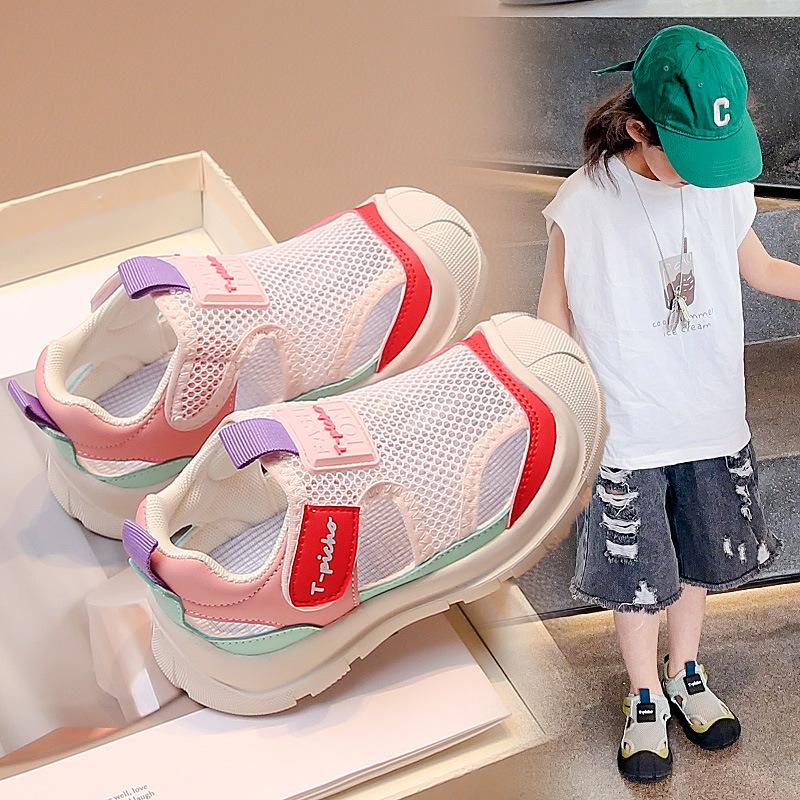 Sommer Ny Gutt Fritid Sport Myk Såle Sandaler Jenter Enkelt Mesh Pustende Koreansk Stil Strandsko