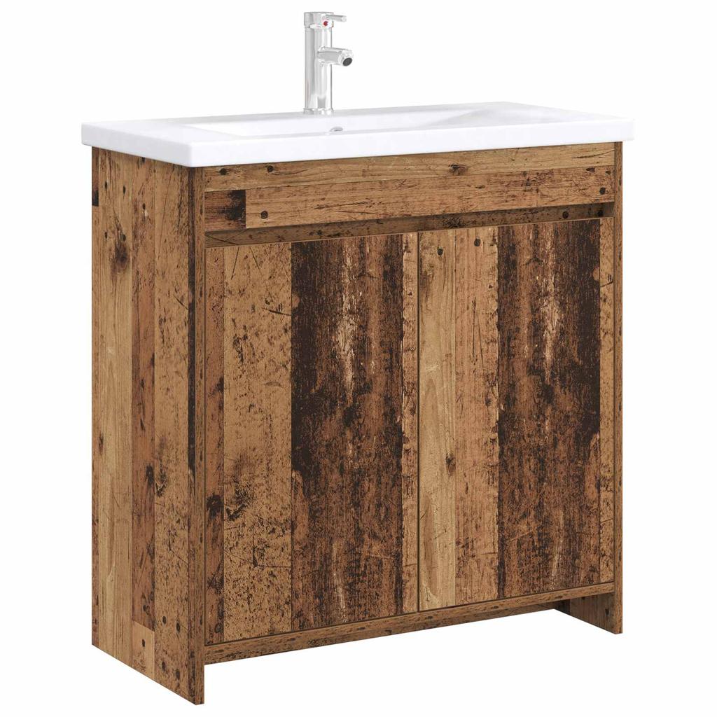 Bathroom Vanity Unit Reclaimed Wood Look 78.5 x 37.5 x 81 cm Particleboard