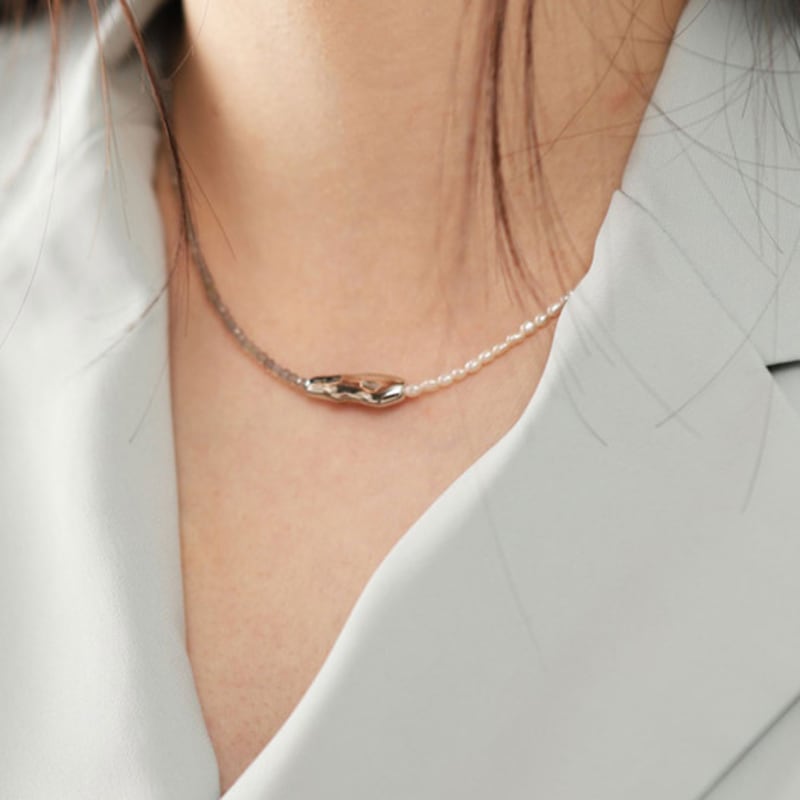 ozel Silver 925 Fresh Water pearl Labradorite Necklace PS111N