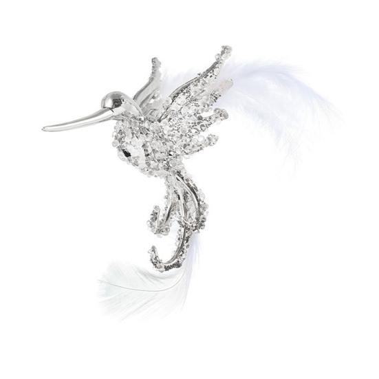 

Блестящая Стразовая Колибри Украшение Белое Перо Летающая Колибри Подвесное Украшение на Новогоднюю Елку для Дома Праздничный Декор