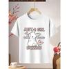 European Sizes Girls' Cute Bunny & Hearts Print T-Shirt - "Just a Girl Who Loves Bunnies" Slogan, Soft Knit Round Neck Summer Top
