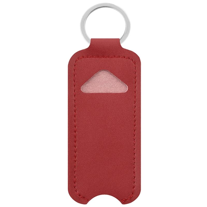 Lipstick Lip Gloss Bag Keychain Holder PU Leather Chapstick Pouch Keyring Portable Lip Balm Packaging Cover Key Chain