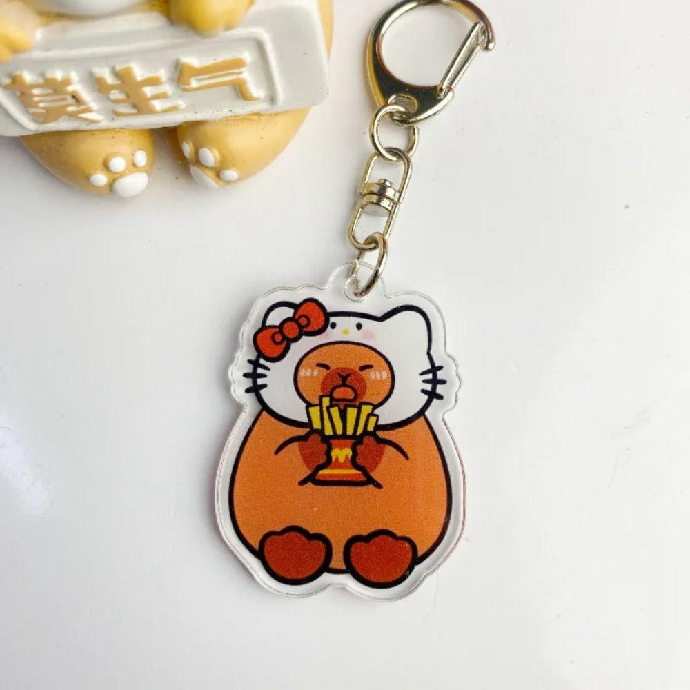 Acrylic Cartoon Capybaras Keyring Resin Kapibala Keyrings Capybara Acrylic Keychain  Kids