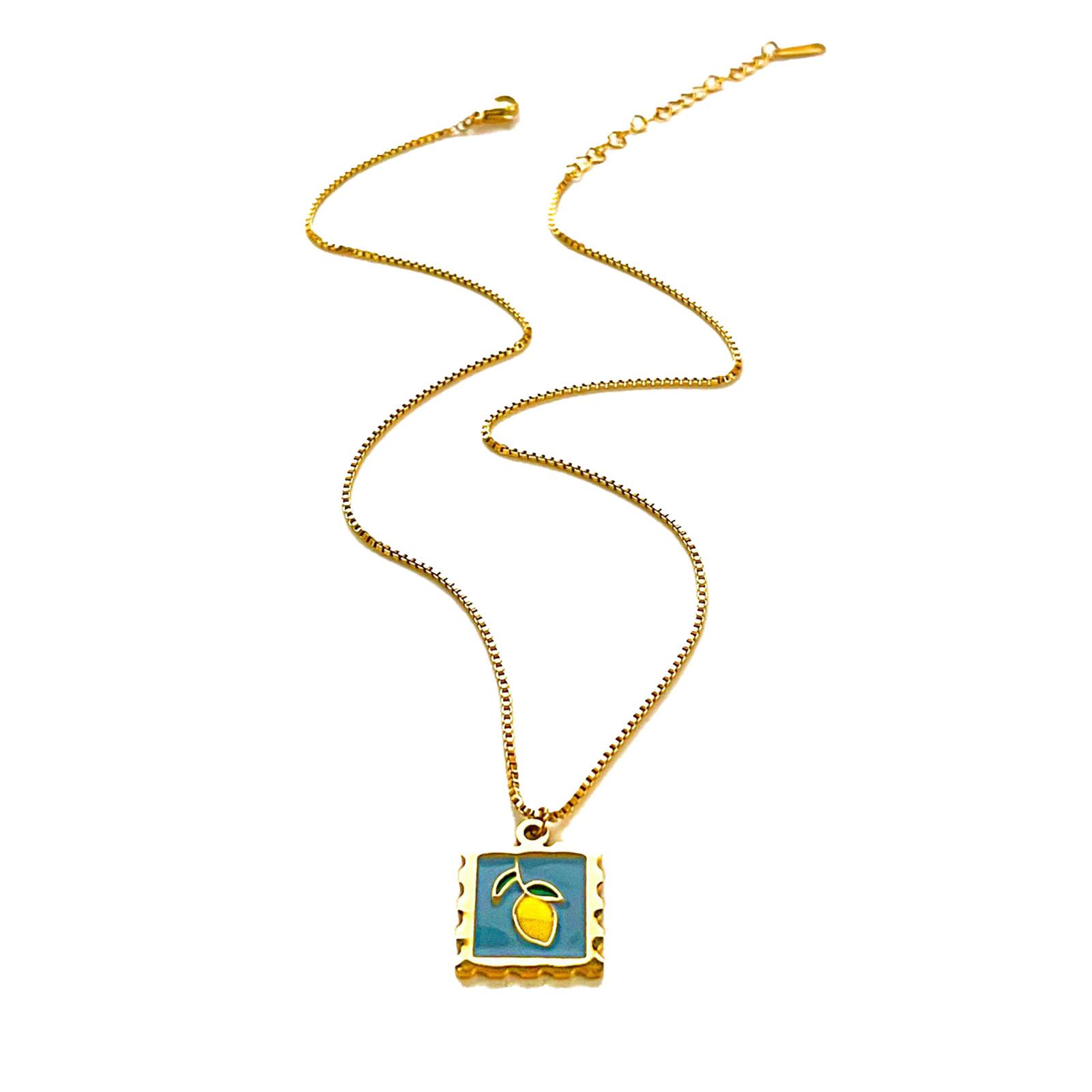 

Ретро Ожерелье с фруктовым кулоном во французском стиле Вишня/Клубника/Лимон Цепочка на шею Регулируемая длина Цепочка для ключиц Ювелирное изделие 3