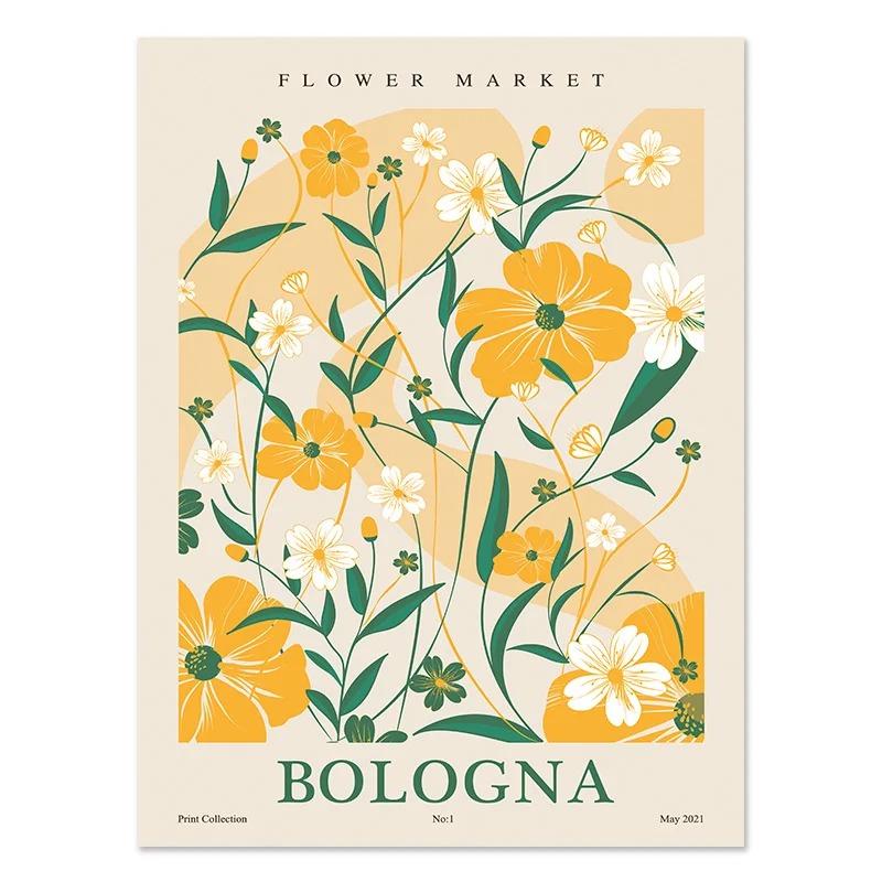 

Квітковий ринок Друк плакатів Абстрактні рослини Настінне мистецтво Париж Нью-Йорк Назва міста Картина на полотні Вітальня Прикраса дому 30x40cm