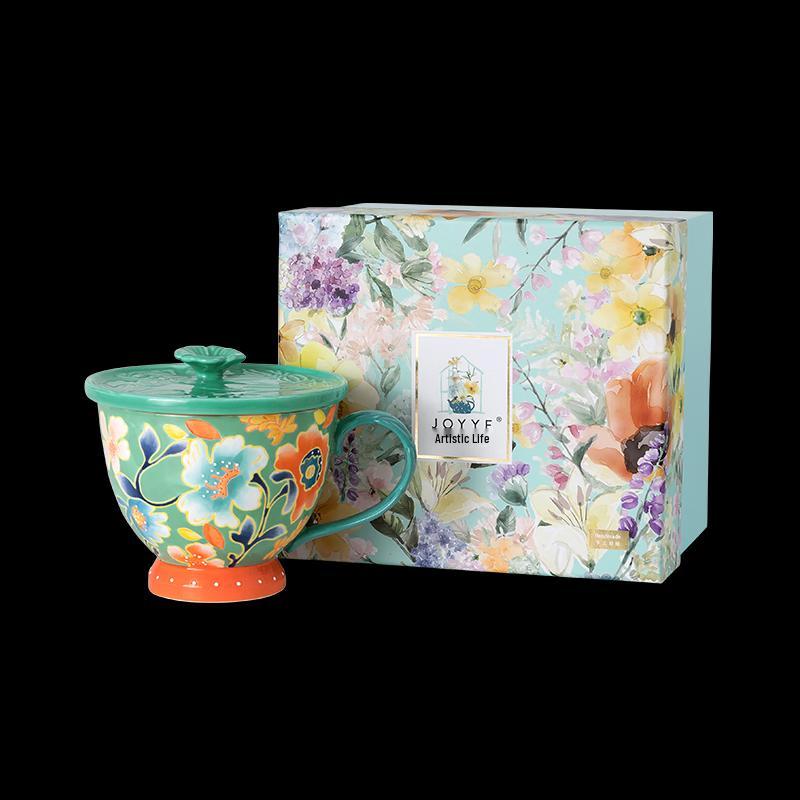 JOYYE Hand-Painted Floral Ceramic Mug Set