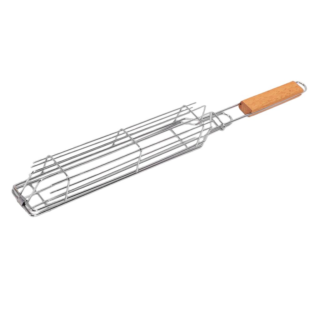 BBQ Grill Basket Heat Proof with Locking Mechanism Barbecue Roasting Rack for Outdoor Cooking Indoor Oven Wood