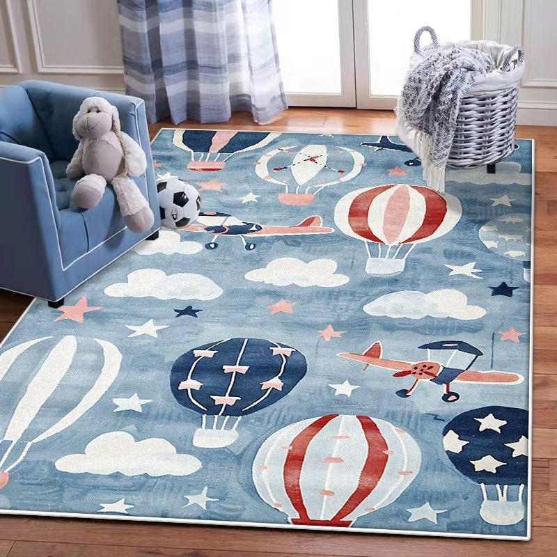 3D Cartoon Hot Air Balloon Rug Area Carpet for Living Room Kids Bedroom Sofa Kitchen Decorate Child Non-slip Floor Mats Washable