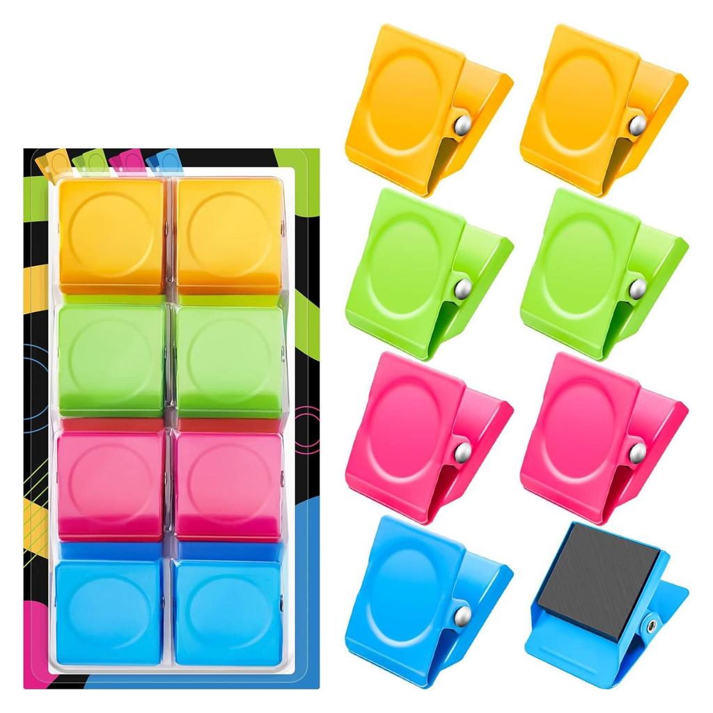 8Pack Fridge Magnet, Magnetic Clips Heavy Duty for Whiteboard, Refrigerator Magnets Decorative Clips, Cute Clip Magnets , Strong Locker Magnets Clips