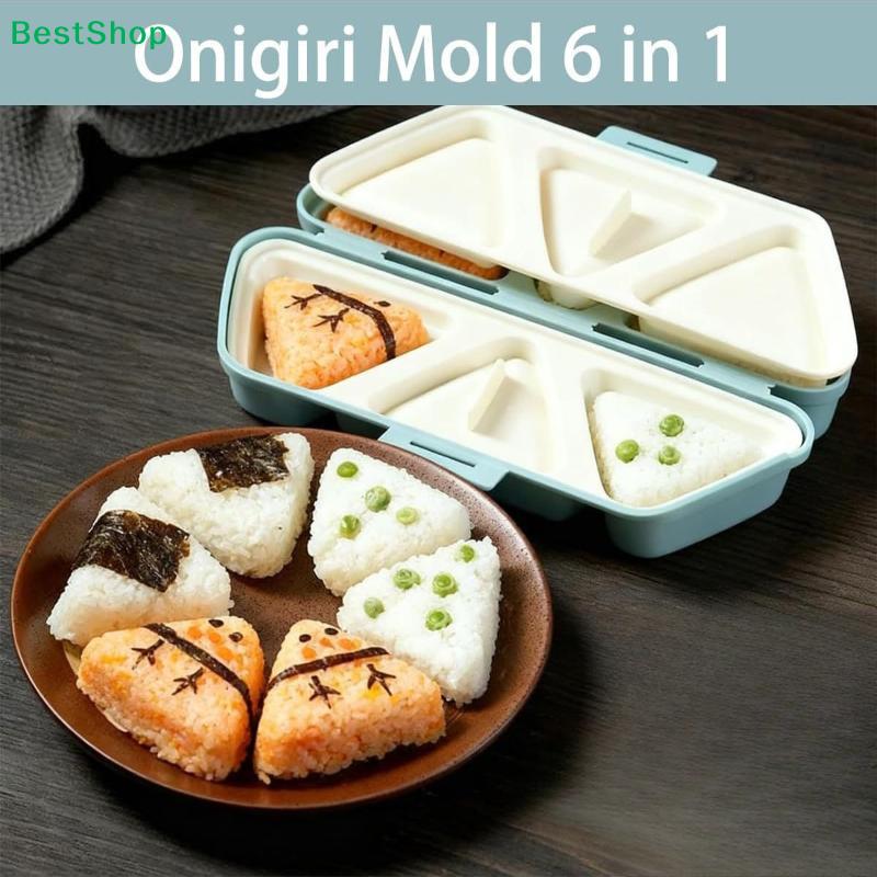 6-in-1 Onigiri Mold Bento Box - Multi-Cavity Rice Ball Maker & Lunch Container, Easy to Make Cute Triangle Sushi Balls