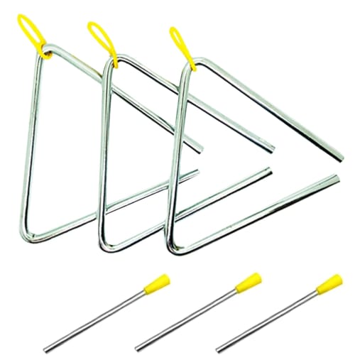 A'sTool Triangle Set of 3 Percussion Instruments, Eurhythmics Instruments, Concerts, and Educational Toys, 4-inch, 5-inch, 6-inch, and 7-inch (7-inch,