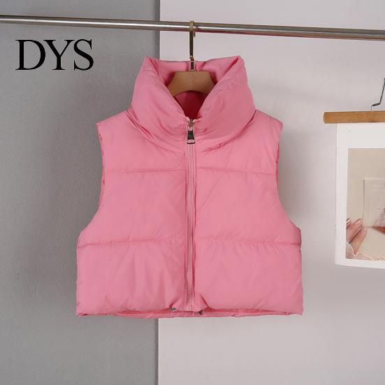 Damen Winterjacke Weste Mantel Stehkragen Nackenschutz Verdickt Gepolstert Reißverschluss Leichte Strickjacke Ärmellos Einfarbig Kordelzug Dame