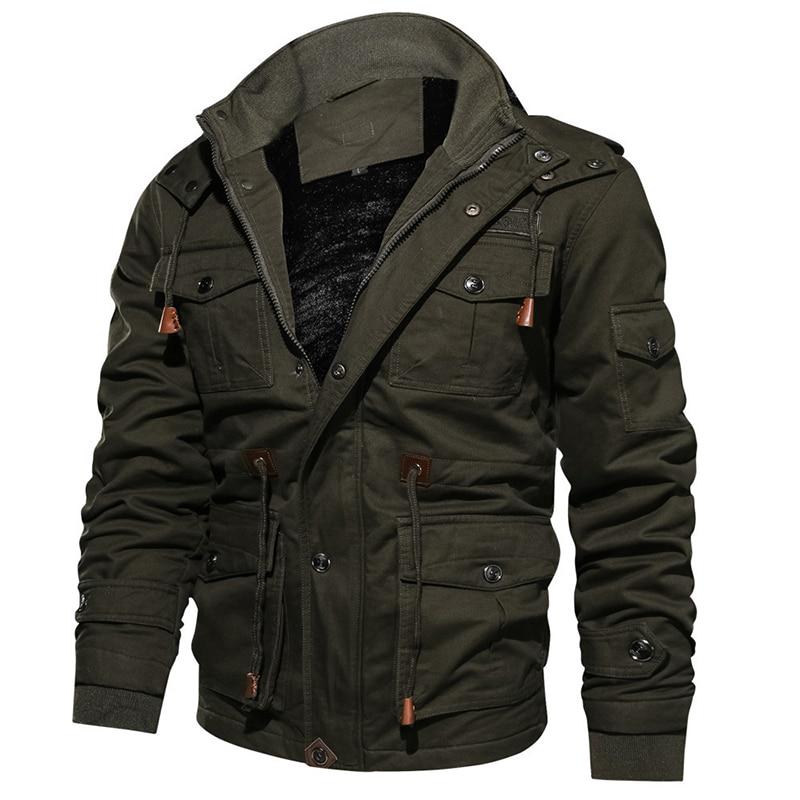Men's Winter Jacket Casual Thick Thermal Coat Army Pilot Jackets Force Cargo Outwear Fleece Jacket
