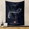 Monaco Grand Prix Race Track Map Design Navy Background Patterned Tapestry for Bedroom and Living Room Home Decor Sofas
