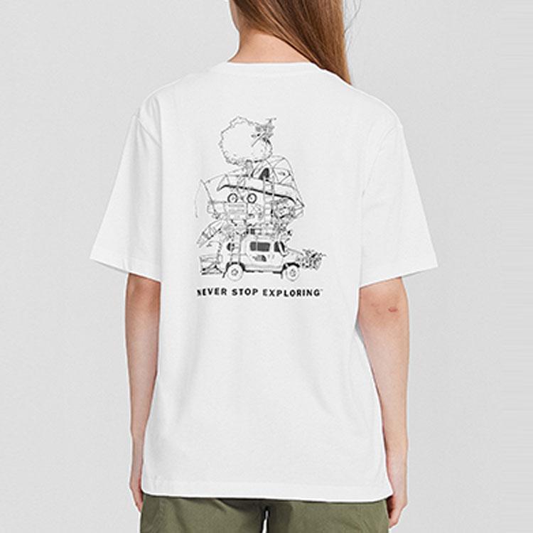 THE NORTH FACE Camping T-Shirts Unisex White Crew Neck Moderate Straight Fit NF0A7QRL-FN4